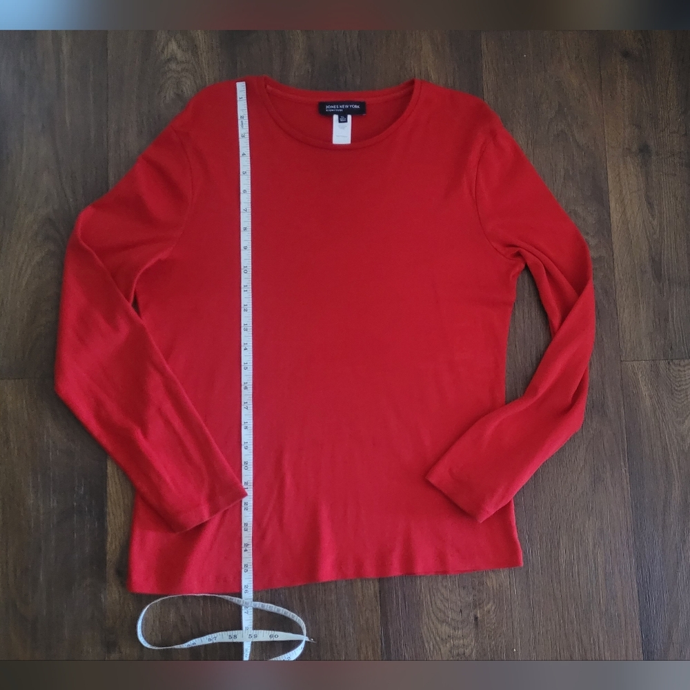 Jones New York ribbed cotton long sleeved tshirt Women's size XL Red - Picture 6 of 6